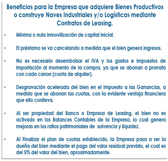 CONTADOR ASESOR DE EMPRESA PYME INDUSTRIAL. LEASING PARA COMPRA DE MAQUINARIAS, CONSTRUCCION DE NAVES INDUSTRIALES, COMPRA DE RODADOS. ADQUISICION DE MAQUINARIAS, INSTALACIONES, MAQUINAS IMPORTADAS Y NACIONALES. GRANDES BENEFICIOS PARA EMPRESAS PYME INDUSTRIAL. CONSULTE LOS BENEFICIOS QUE TIENE EL LEASING PARA SU EMPRESA.